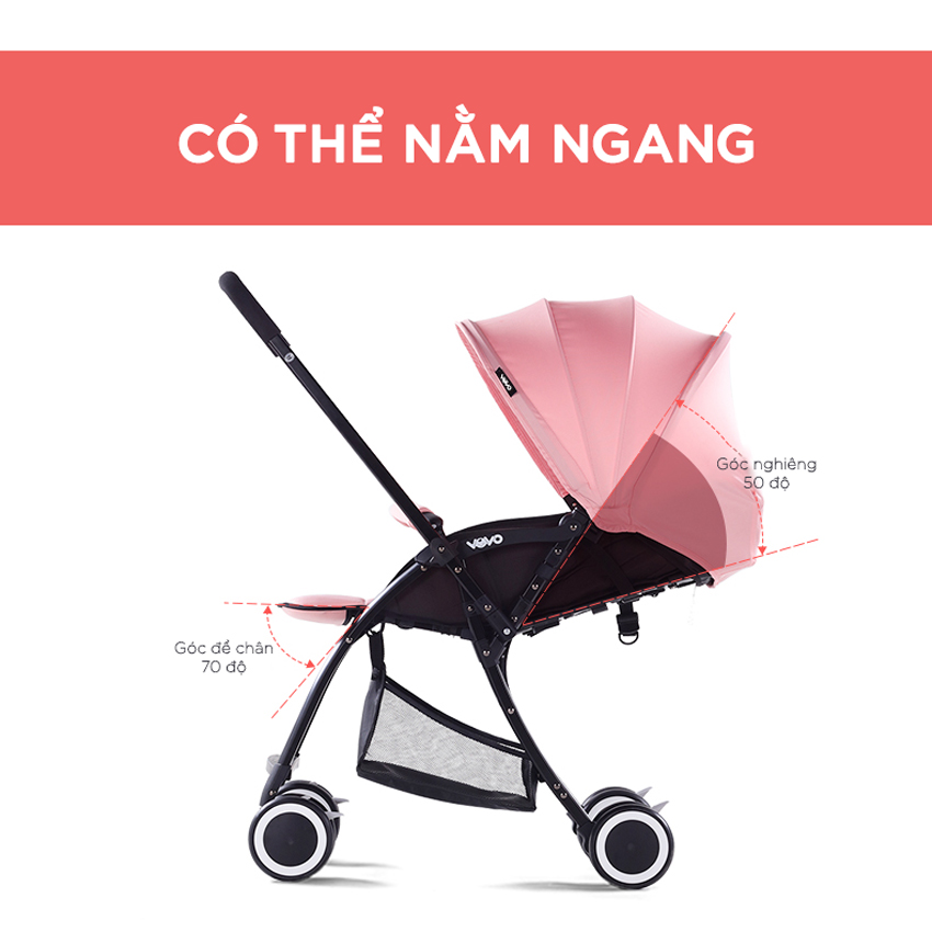 Xe đẩy em bé Vovo 2 chiều 2019, chât liệu hợp kim platinum, tải trọng 50 kg, đệm nằm thiết kế chống cong vẹo cột sống của bé 6