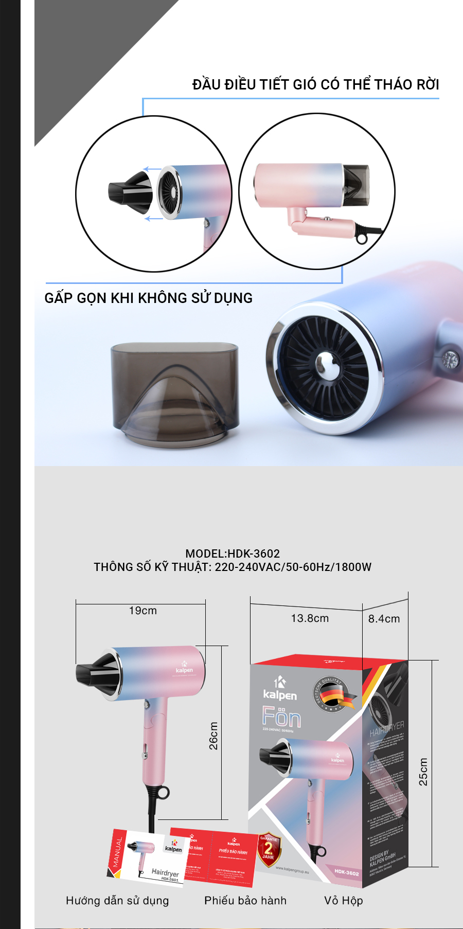 MÁY SẤY TÓC KALPEN HDK-3602