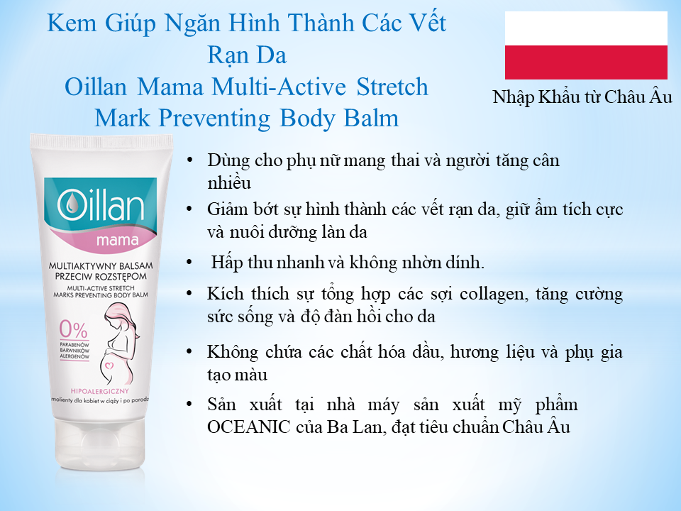 Kem Giúp Ngăn Hình Thành Các Vết Rạn Da Oillan Mama Multi-Active Stretch Mark Preventing Body Balm 200ml - 4610 