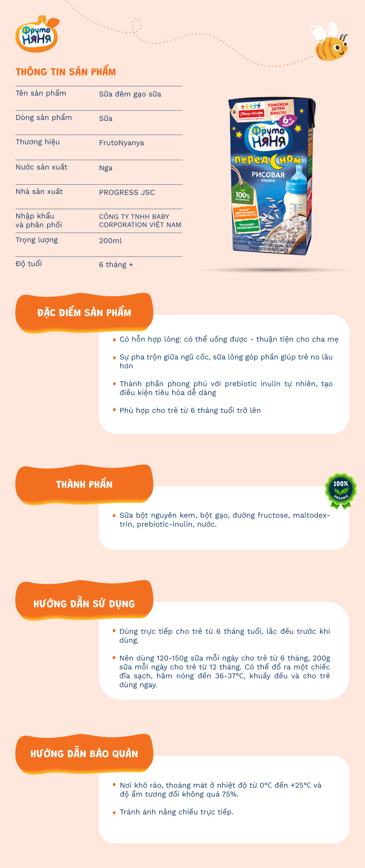 Thùng 18 Hộp Sữa đêm gạo sữa Fruto Nyanya 200ml