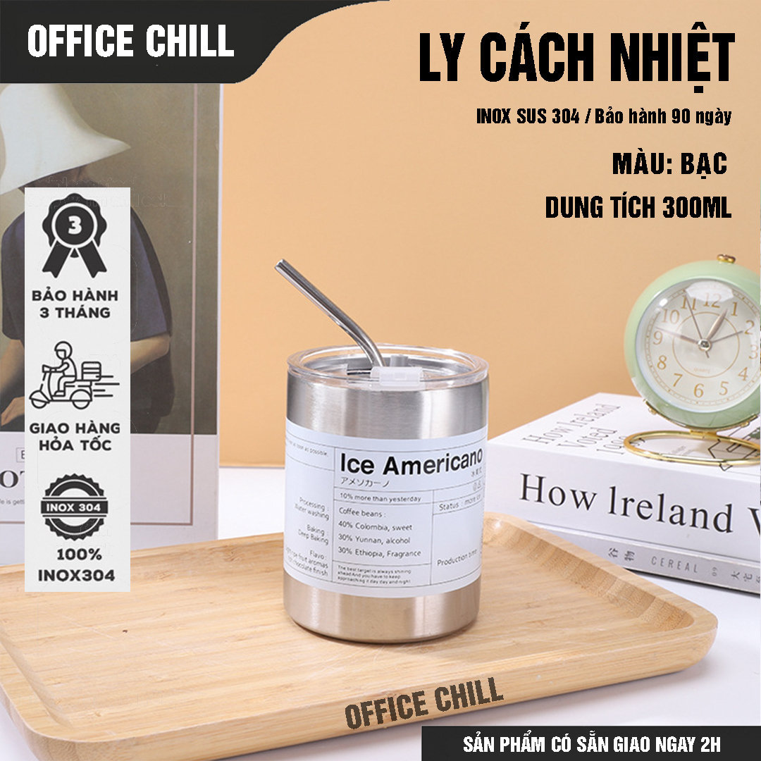 Ly Giữ Nhiệt 8 Tiếng Inox 304 5 Lớp, Cốc Giữ Nhiệt Iced Americano Cao Cấp Bán Chạy Bảo Hành 90 Ngày Tại Office Chill