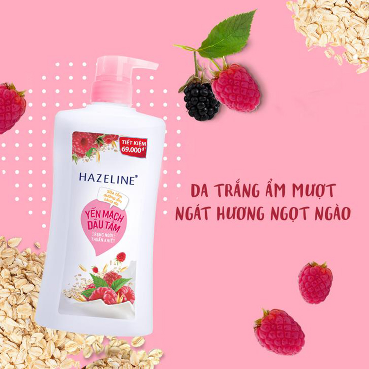 Sữa Tắm Hazeline Sáng Mịn Đều Màu Yến Mạch Và Dâu Tằm (Túi 1kg)