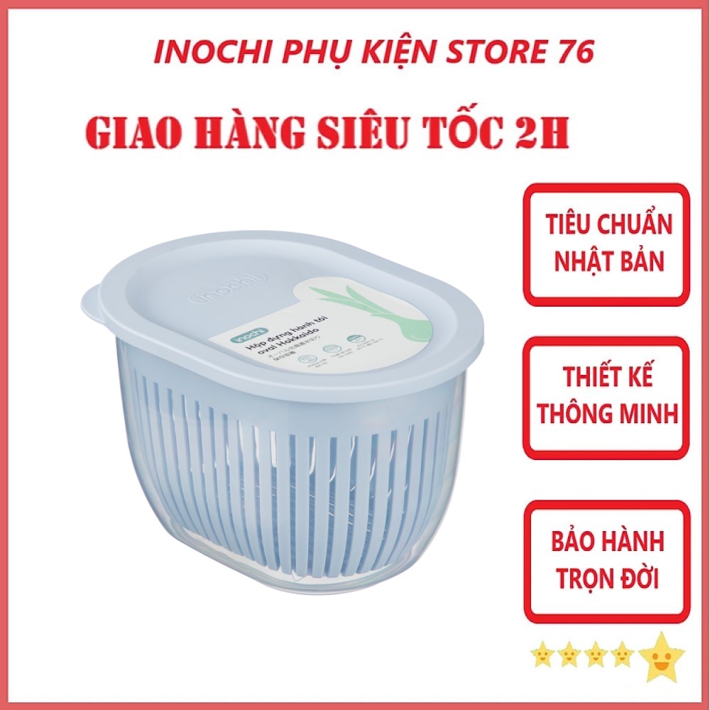Hộp đựng hành tỏi oval Hokkaido chất liệu nhựa an toàn đạt chuẩn xuất Nhật Bản , EU - Hàng chính hãng (Tặng kèm khăn lau pakasa)