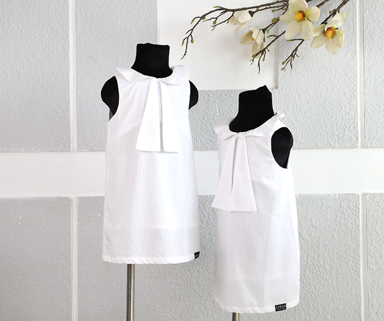 Đầm Bé Gái Trắng Xuông Dây Nơ Dáng Ngắn KIKA GND-0011