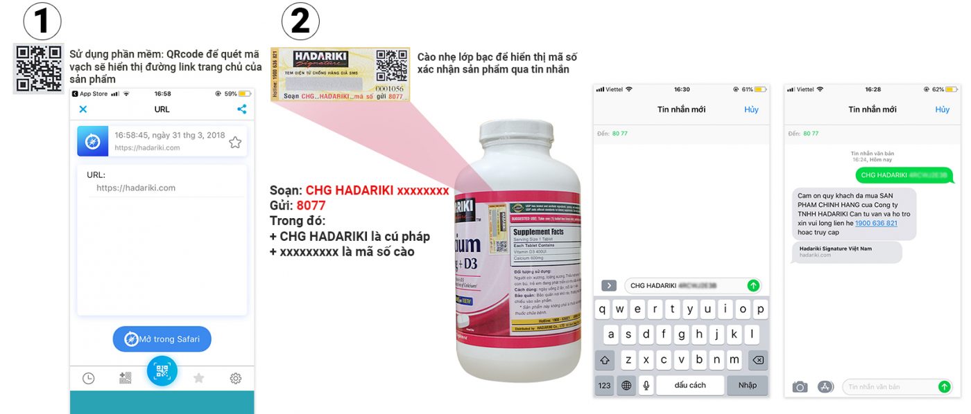 Thực phẩm chức năng bổ xương khớp Hadariki Calcium 600mg With Vitamin D3 (Mẫu mới 2019)