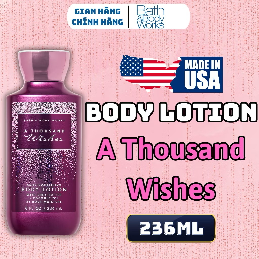 Body Mist Bath And Body Works Nam Nữ Chính Hãng A Thousand Wishes, Xịt Thơm Body Toàn Thân Hương Nước Hoa 236ml
