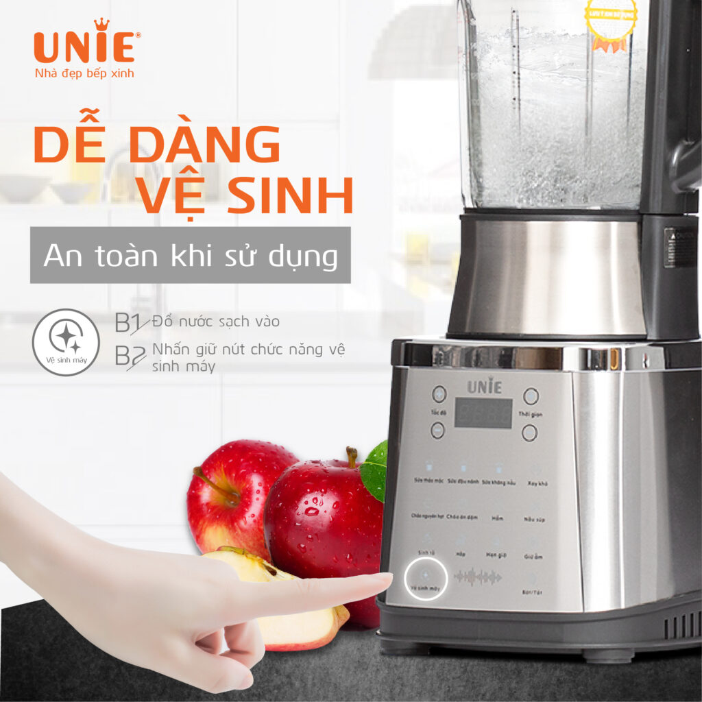 Máy làm sữa hạt xay nấu UNIE V8S công suất 1800W dung tích 1.75L - Hàng chính hãng