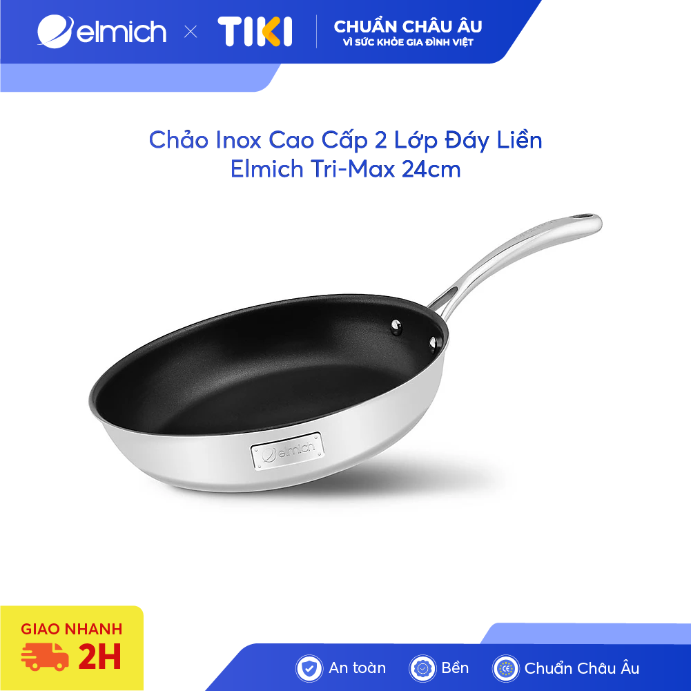 Chảo Inox Cao Cấp 2 Lớp Đáy Liền Elmich Tri-Max  24cm