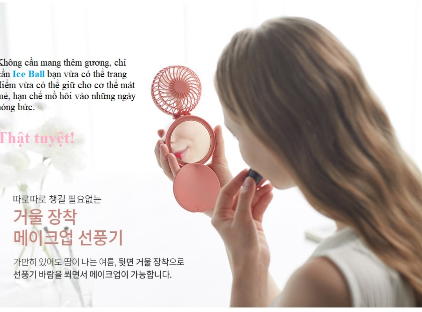 Quạt mini đeo cổ có chức năng pin sạc dự phòng Ice Ball chính hãng Fromb Korea