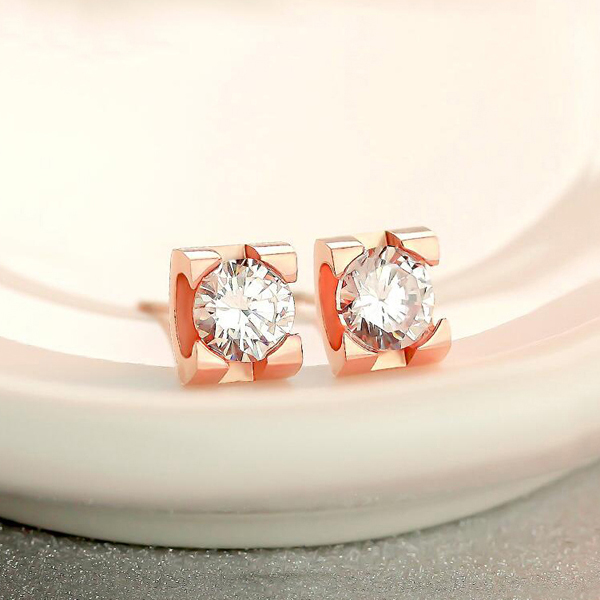 Bông tai Titan đính đá BT243 - Màu Đồng (2 chiếc)