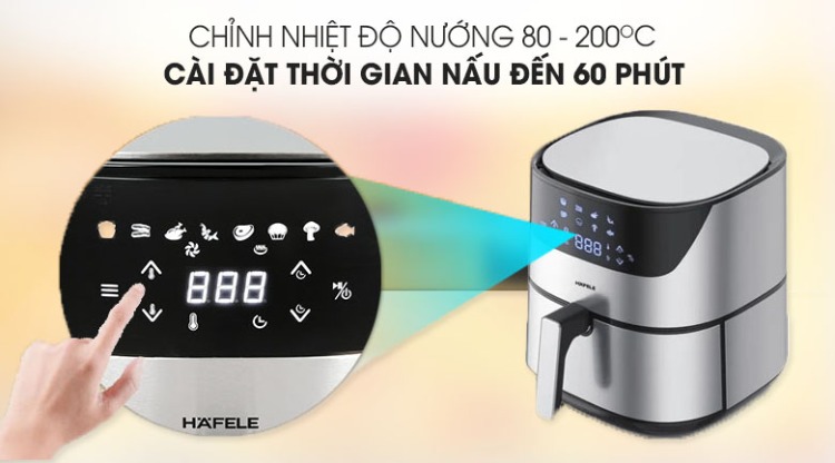 Bảng điều khiển hiển thị rõ các chức năng - Nồi chiên không dầu Hafele AF-T5A 5 lít Bảng điều khiển hiển thị rõ các chức năng - Nồi chiên không dầu Hafele AF-T5A 5 lít