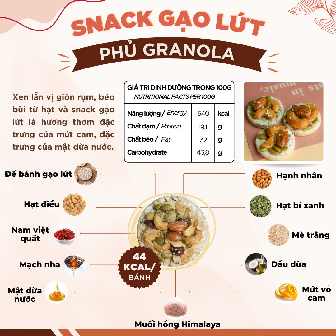 Snack gạo lứt ngũ cốc nguyên hạt GUfoods - Không chiên dầu, Đa dạng hương vị, Thanh đạm, Lành mạnh, Phù hợp Eat clean, Ăn vặt healthy, Tiện lợi, Thuần chay