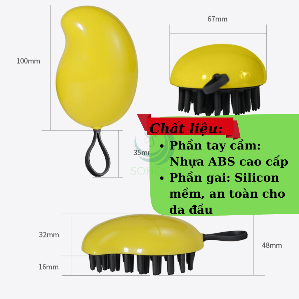 Lược Massage Da Đầu Đa Năng- Bàn Chải Gội Đầu Silicon Thông Minh- Lược Gội Đầu & Mát-xa Cầm Tay- Lược Mát-Xa Da Đầu Mini- Bàn Chải Chăm Sóc Tóc Chống Rụng- Lược Silicon Tạo Bọt & Làm Sạch Da Đầu