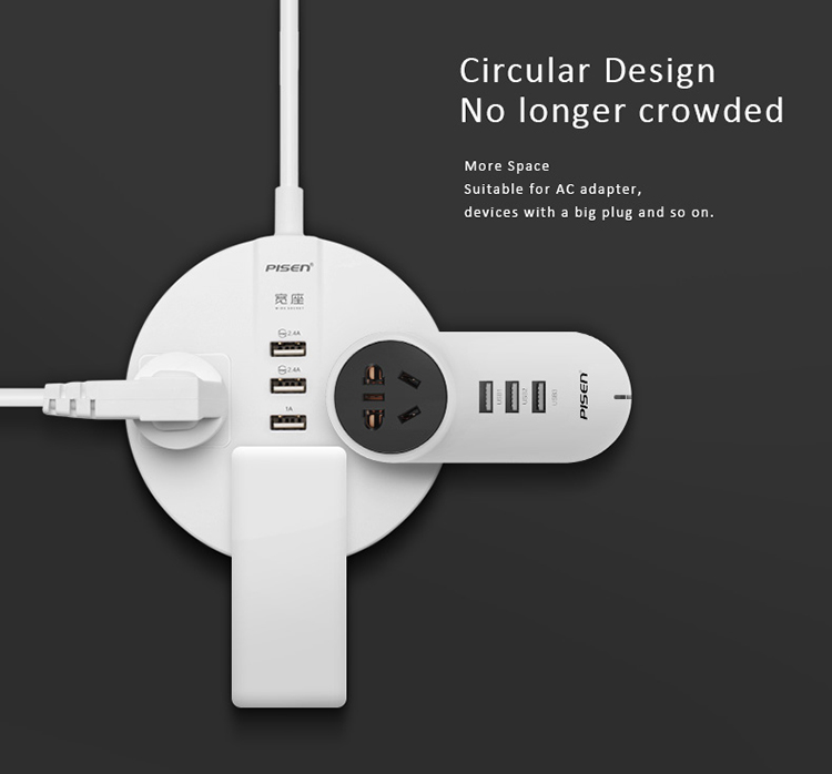 Ổ Cắm Điện Pisen KY-33(EP)(3 x AC, 3xUSB)