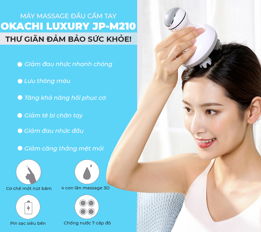 Máy massage đầu cầm tay OKACHI LUXURY JP-M210 