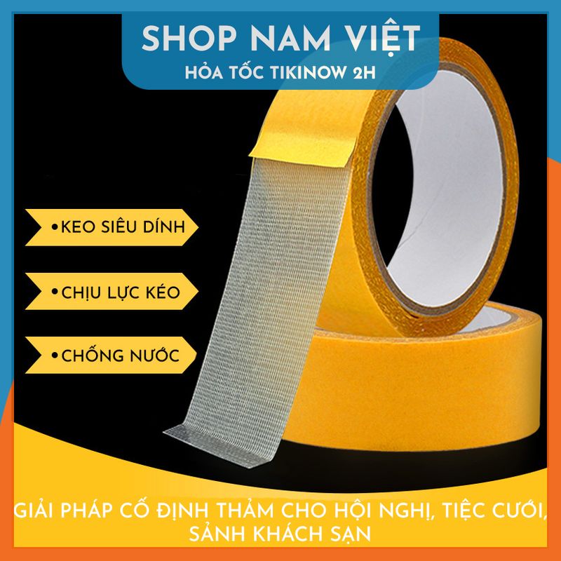 Keo 2 Mặt Sợi Thủy Tinh Cường Lực Dán Thảm Trải Sàn, Keo Chống Nước, Không Để Vết Keo