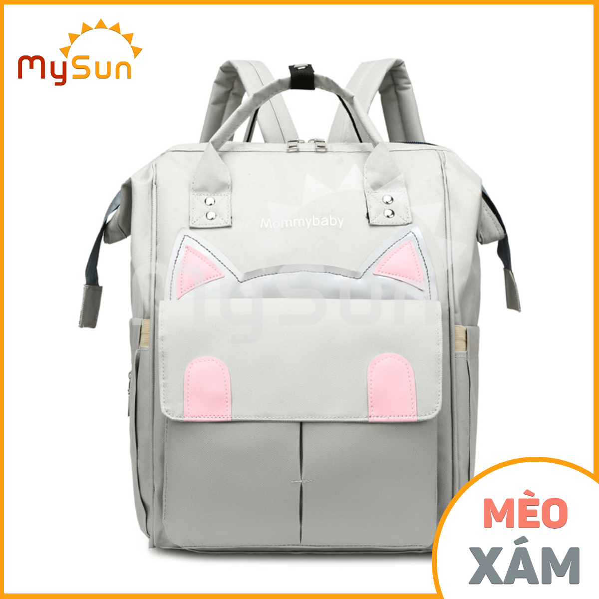 Balo bỉm sữa ĐA NĂNG có túi đựng đồ giữ nhiệt cho mẹ và em bé sơ sinh MÈO YÊU - MySun