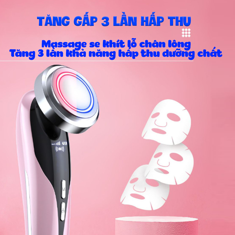 Máy massage mặt – Máy massage mặt đa năng 5 IN 1 - Máy điện di tinh chất - Máy đẩy tinh chất - MASSAGE MẶT + LÀM SẠCH + TRẺ HÓA – Pin 1200mA - Chăm sóc da mặt đa năng- HDSD Tiếng Việt