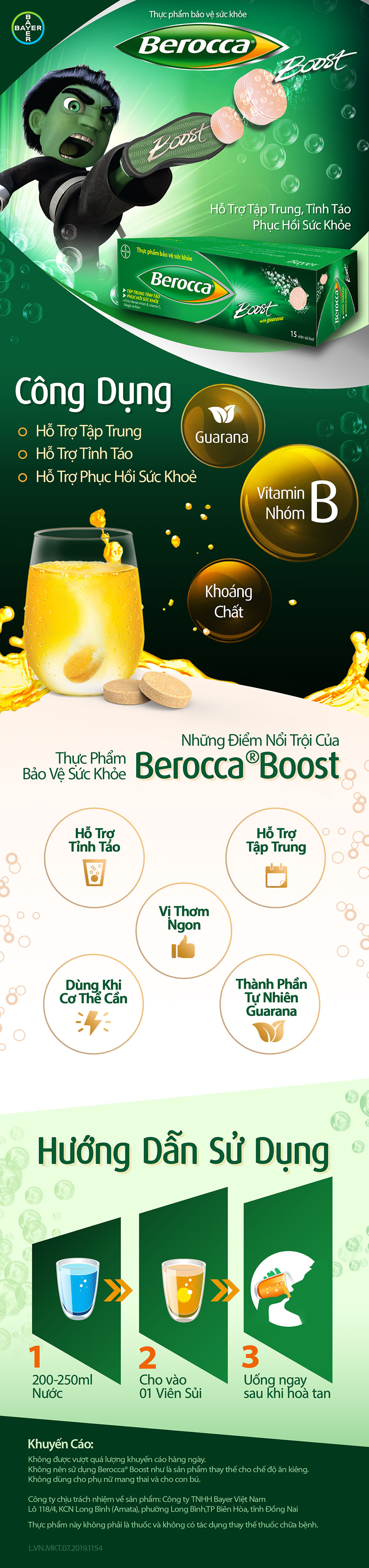 Thực Phẩm Chức Năng Viên Sủi Đa Vitamin Và Khoáng Chất Berocca Boost (Tuýp 15 Viên)
