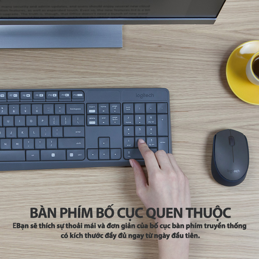 Bộ Bàn Phím Và Chuột Không Dây Logitech MK235 - Hàng chính hãng