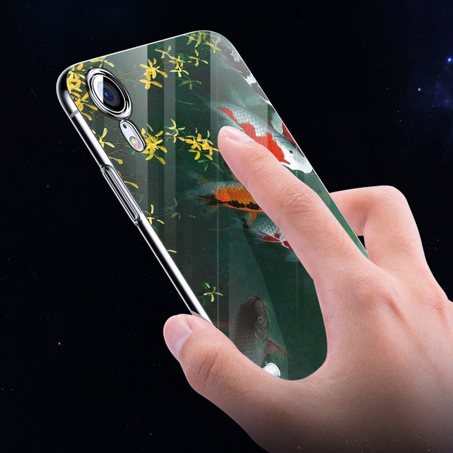 Ốp điện thoại kính cường lực cho máy iPhone XS MAX - cửu ngư quần hội MS CNQH014