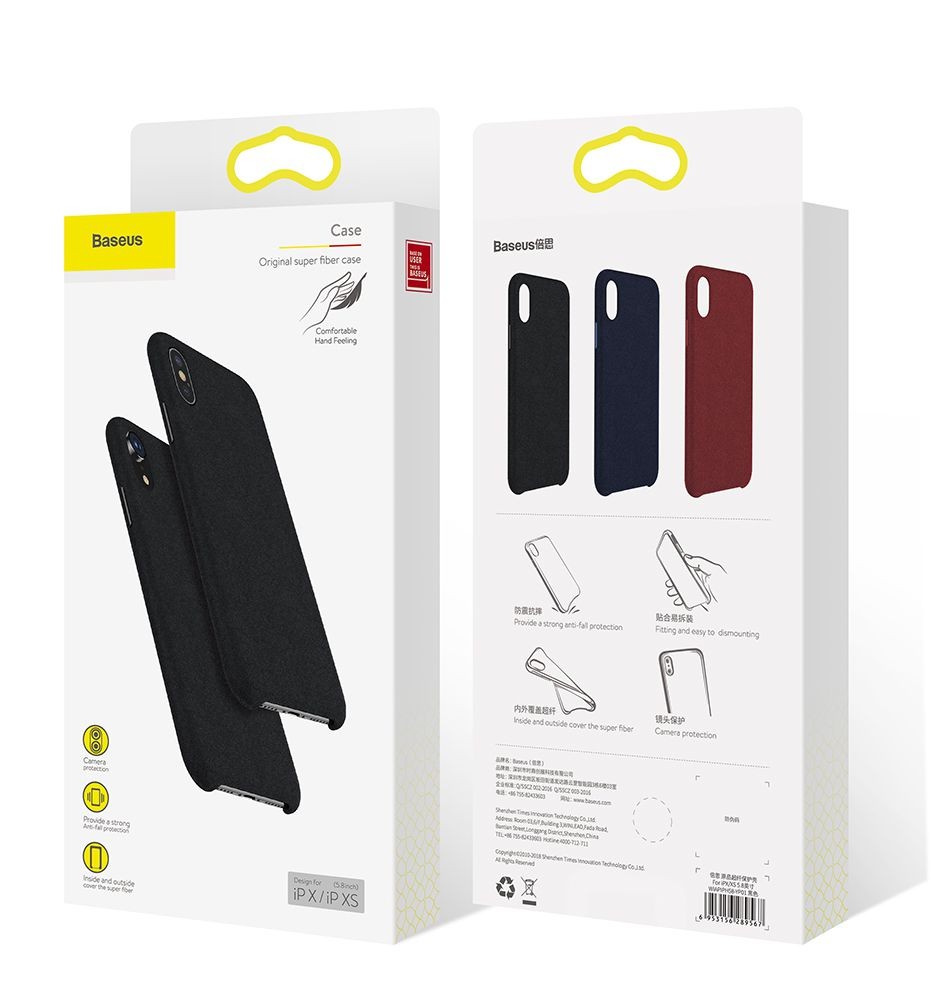 Ốp lưng bọc vải siêu mịn, chống trầy xước Baseus Original Super Fiber Case cho iPhone XS Max (New Model) - Hàng chính hãng