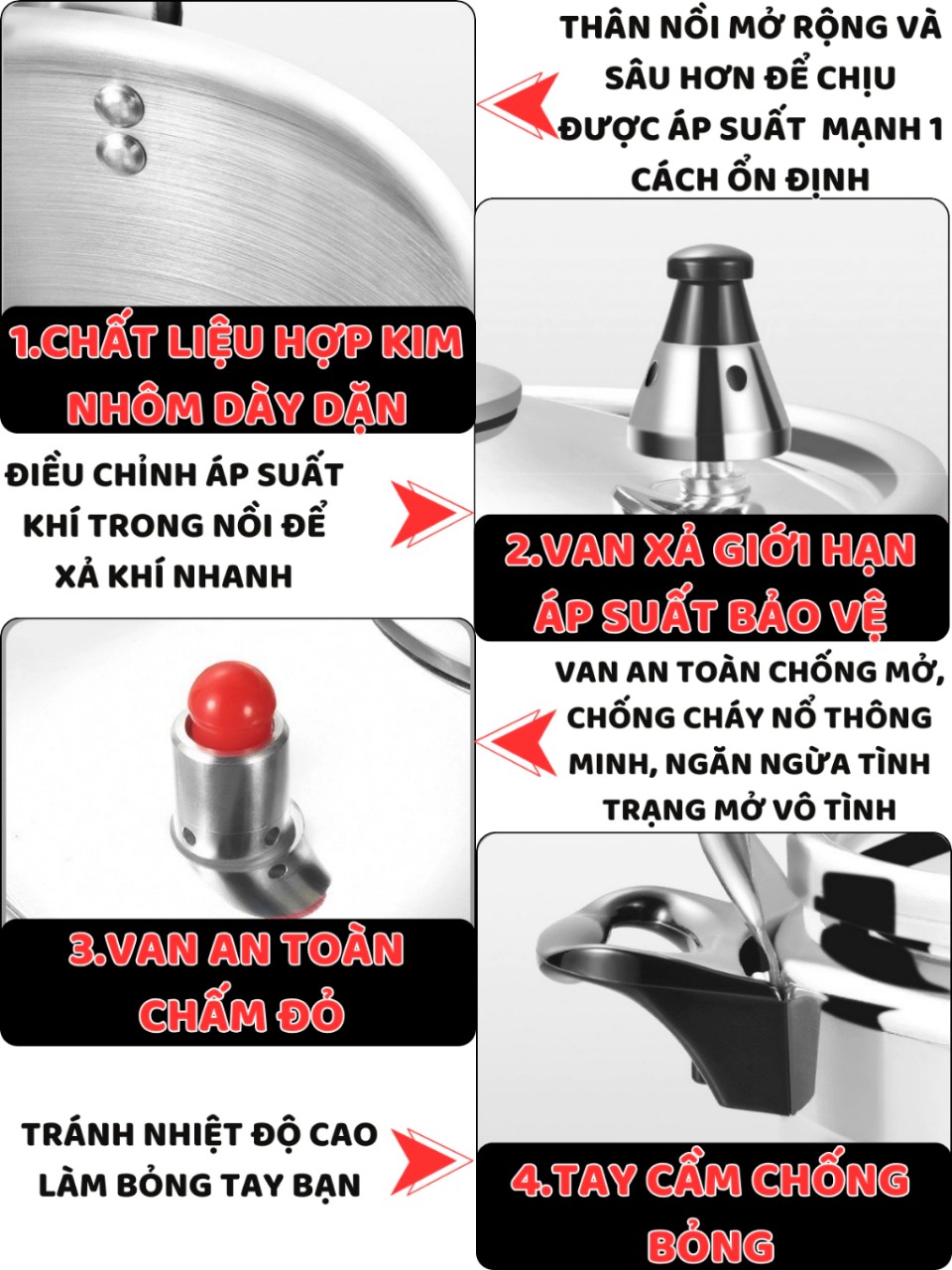 Nồi áp suất nấu bếp từ , bếp ga FUJIKA 4L-5L-7L