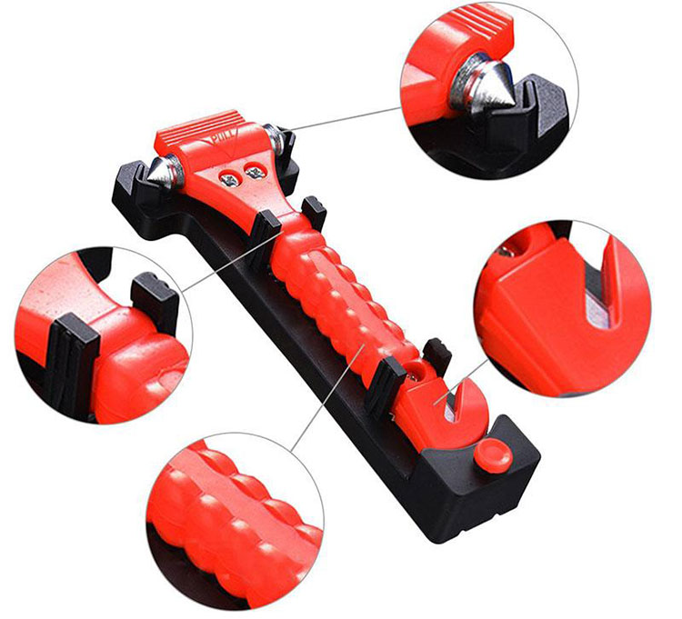 2 piece car safety hammer, window breaker and seat belt cutter 2-in-1 emergency escape tool hammer Type: 2 pieces