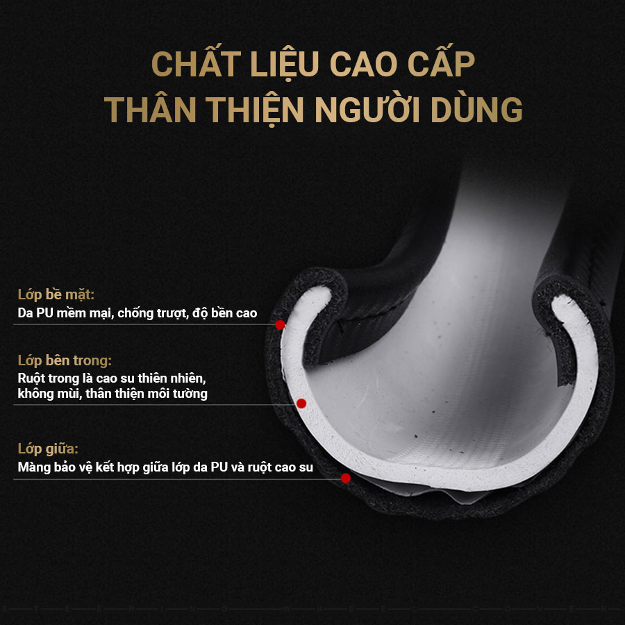 Bọc vô lăng cao cấp CIND S049 size M màu đen đỏ 4