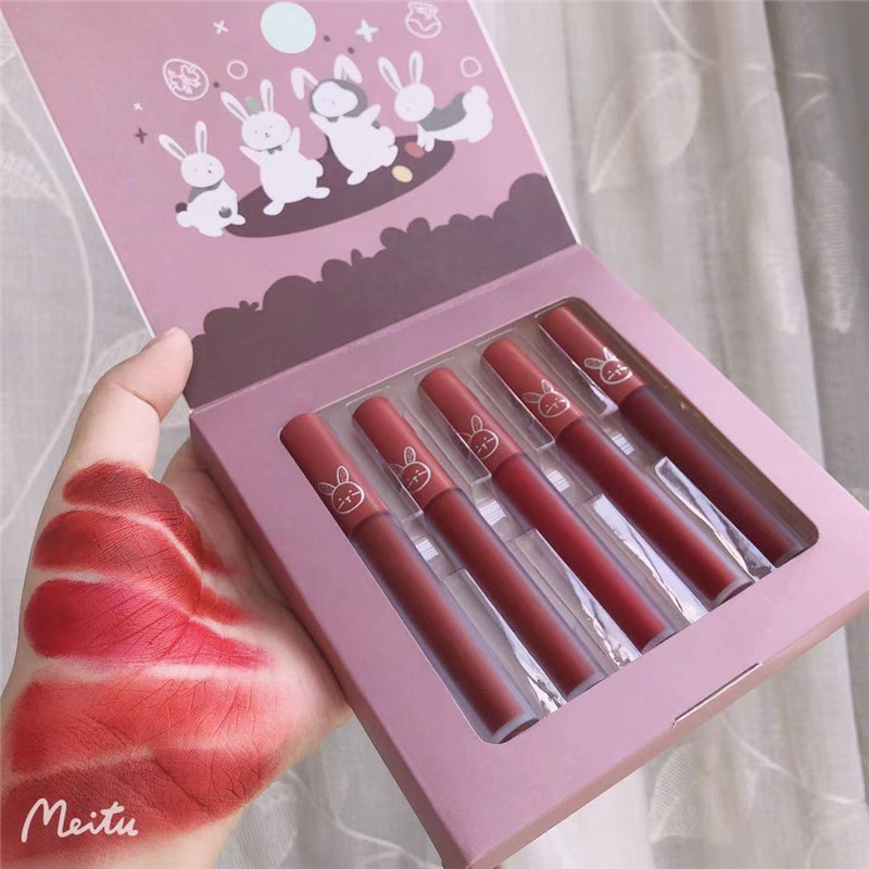 Set 5 Son Kem Lì Thỏ LEADUU lâu trôi mềm mịn