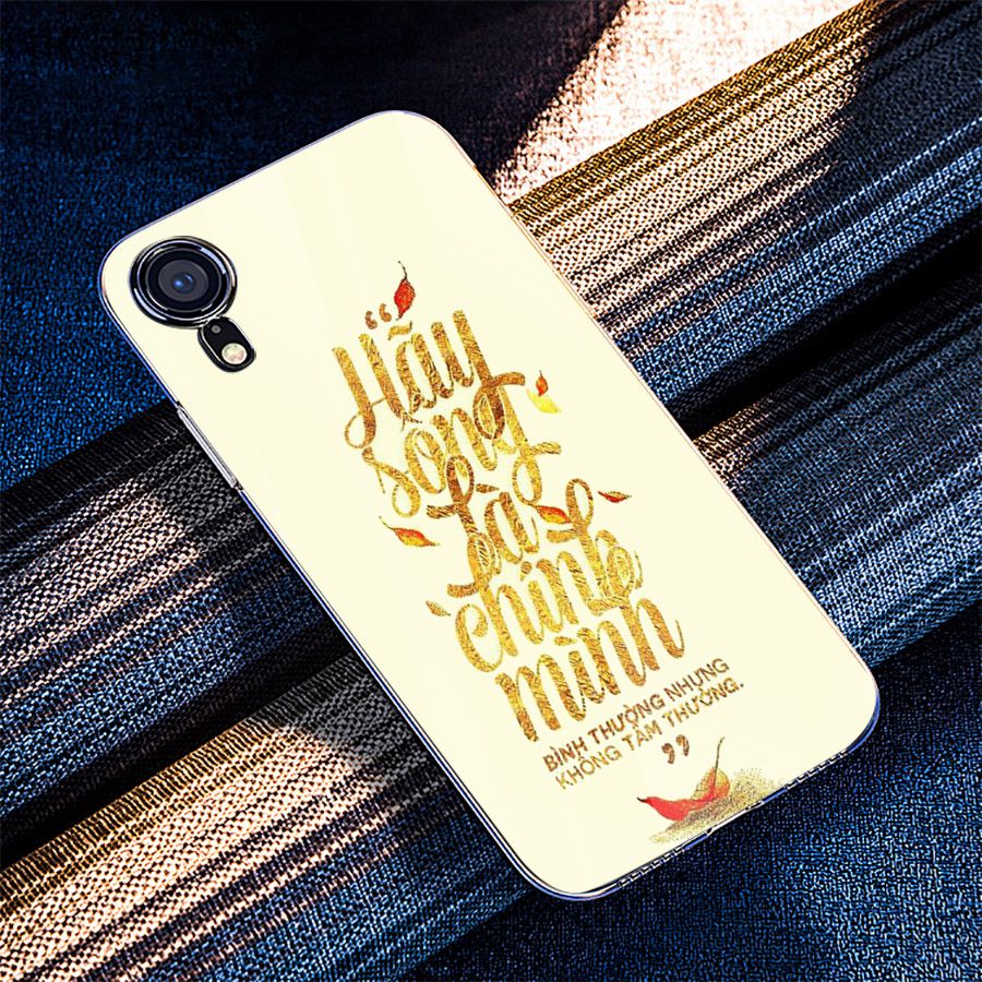 Ốp điện thoại kính cường lực cho máy iPhone XR - châm ngôn sống MS CNGON012