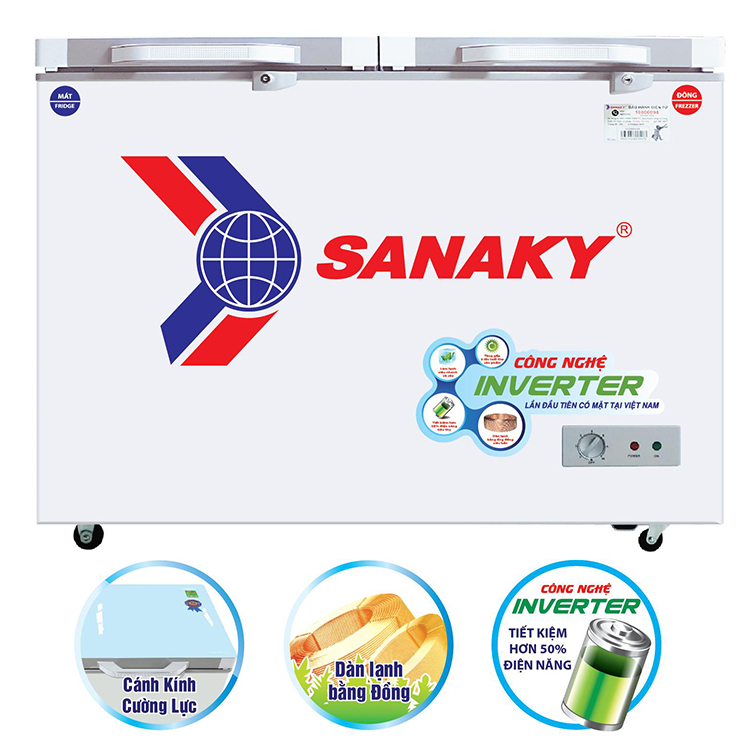 Tủ Đông Kính Cường Lực Inverter Sanaky VH-2899W4K (220L) - Xám - Hàng Chính Hãng - Chỉ Giao tại HCM