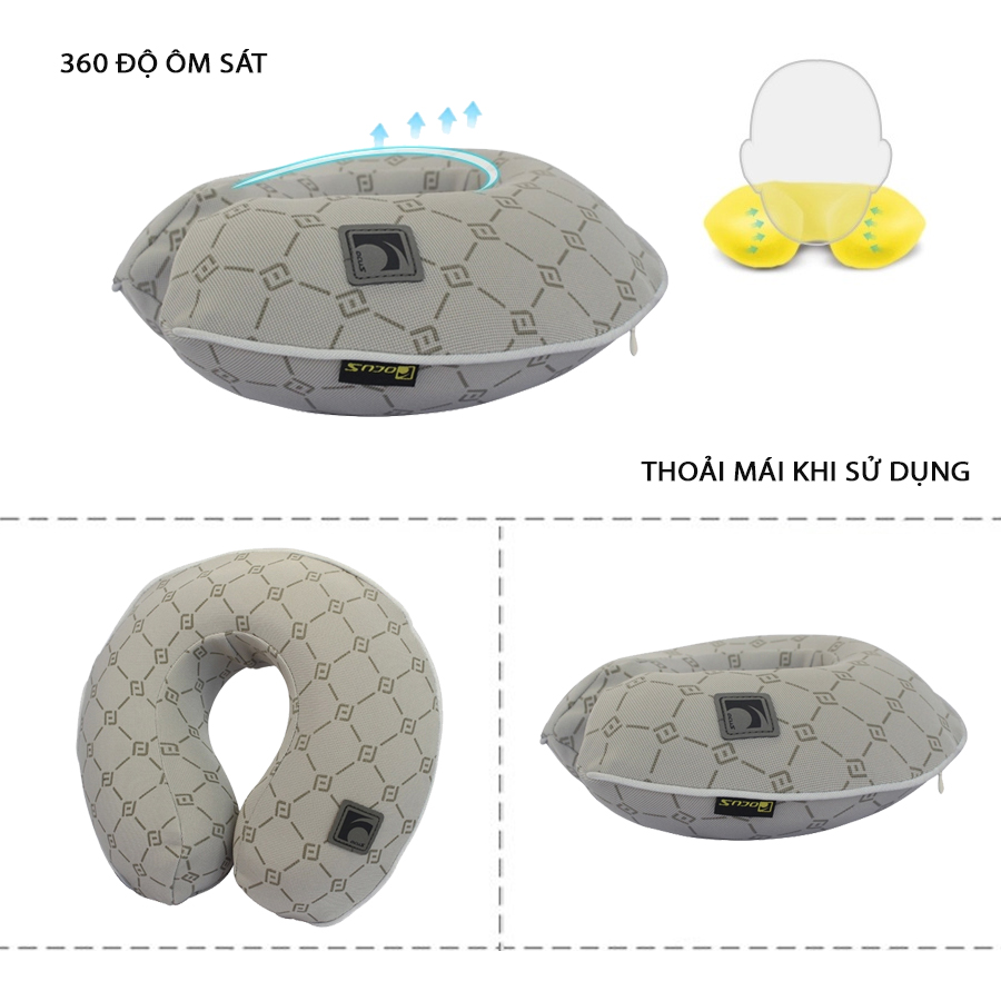 Gối đầu chữ U cao su non FOCUS Gu F-UM01F-B màu xám