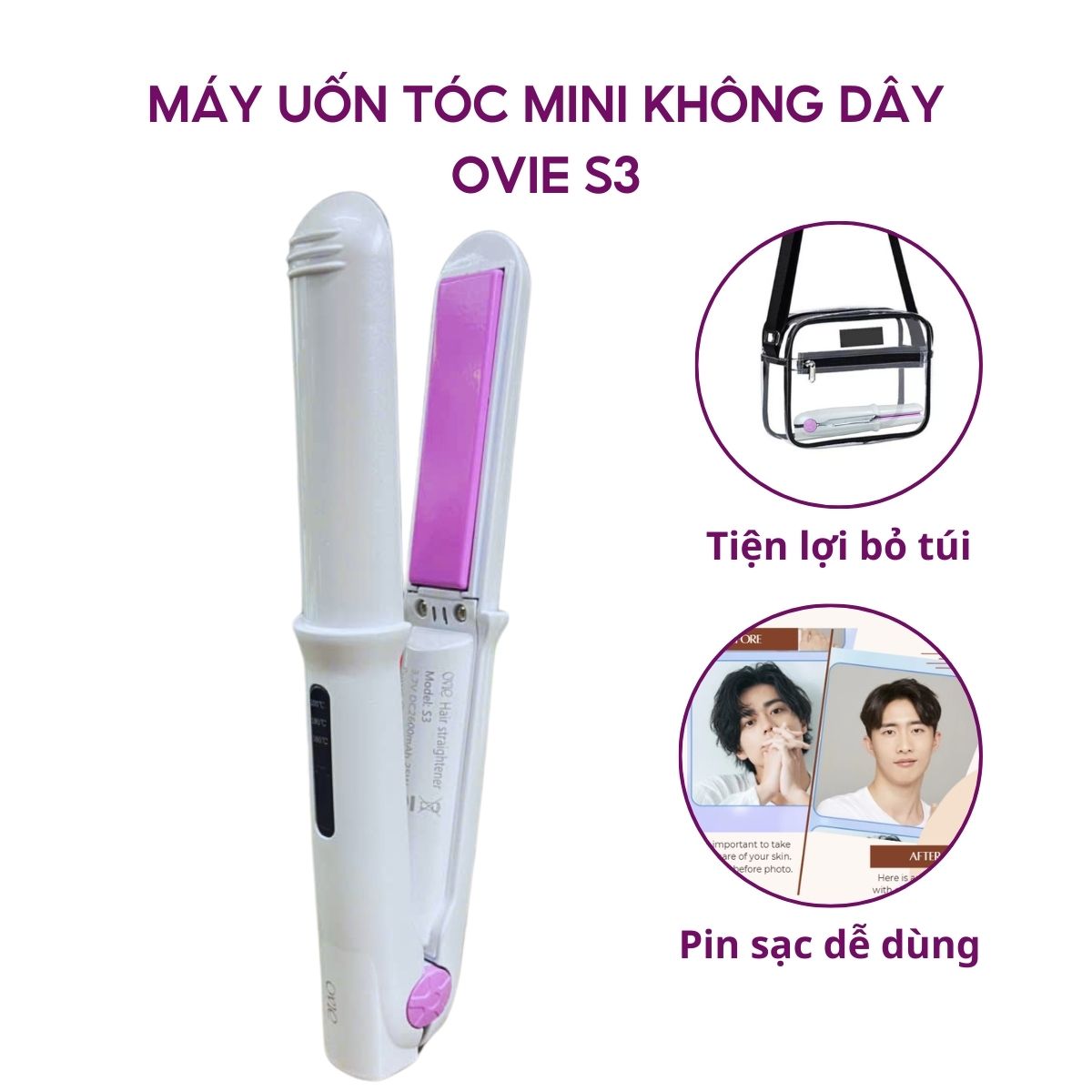 Máy kẹp phồng, duỗi tóc mini Enchen, ép tóc, uốn cúp xoăn lọn đa năng