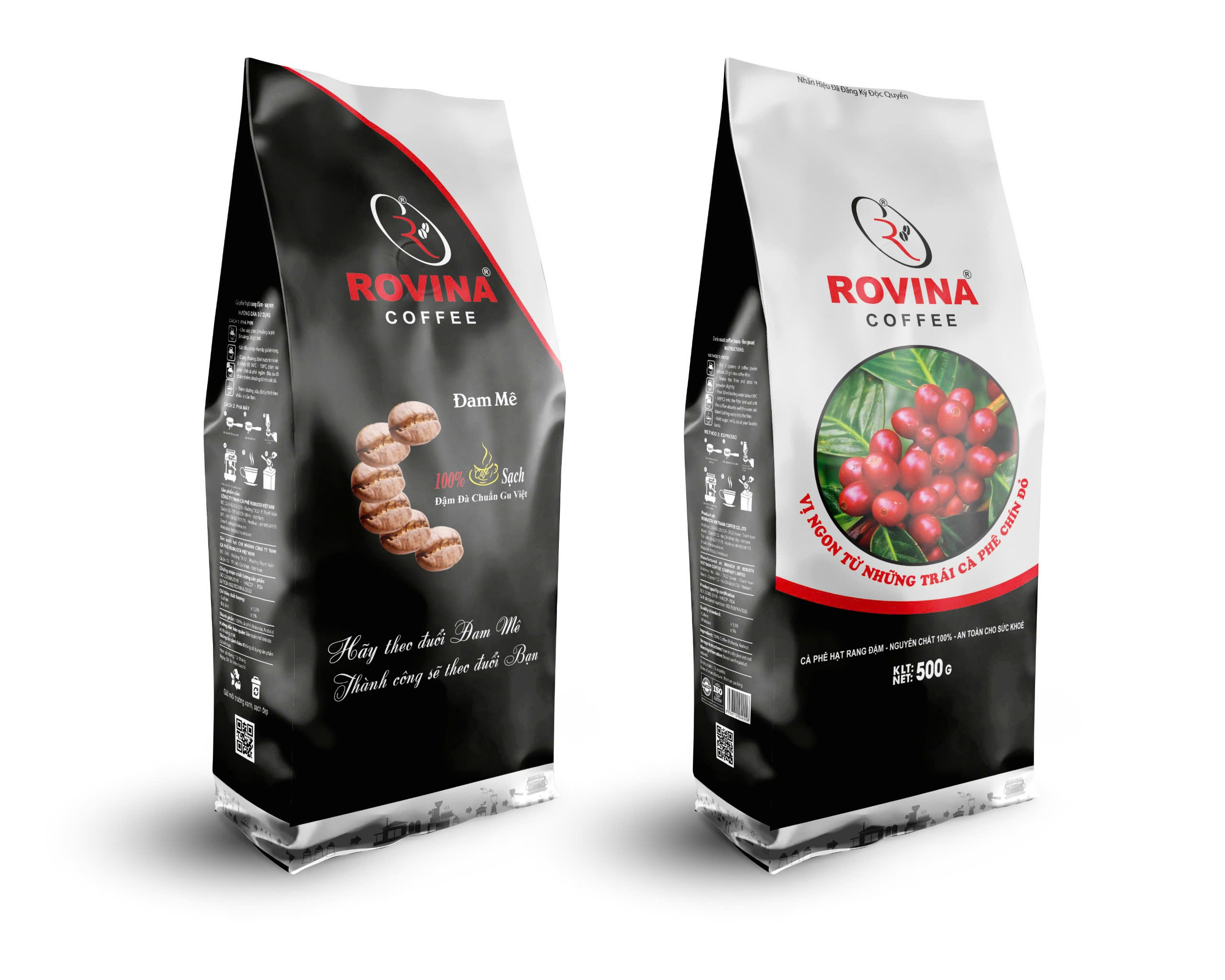 Cà Phê Rovina Đam Mê- Pha Phin - Gói 500gr Mùi Thơm Quyến Rũ, Đậm Đà Mang Lại Những Tách Cà Phê Tuyệt Hảo Thương Hiệu Rovina Coffee