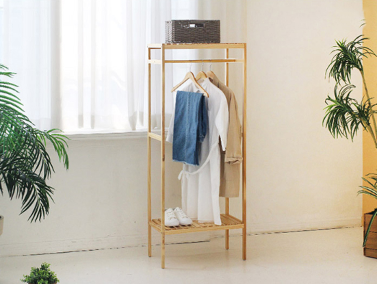 Kệ Treo Quần Áo 2 Tầng Nội Thất Kiểu Hàn - Gỗ Tự Nhiên