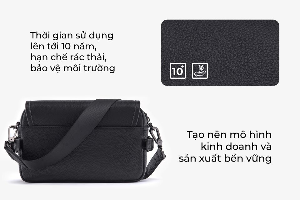 Túi Đeo Chéo Công Sở Túi Nam Hàng Hiệu GENCE TD07 Da Bò Cao Cấp Màu Đen Dáng Ngang