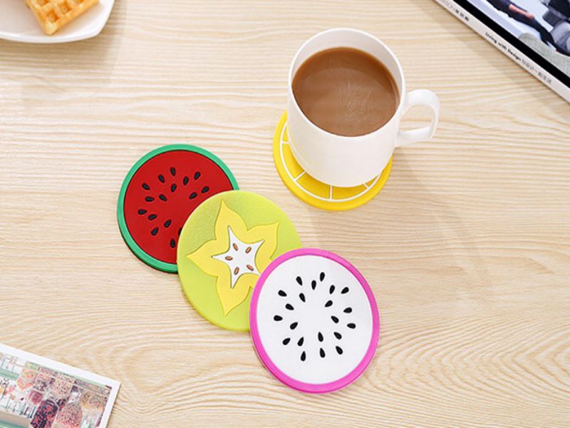 Combo 5 miếng lót ly hình trái cây các loại 9cm - giao hình ngẫu nhiên