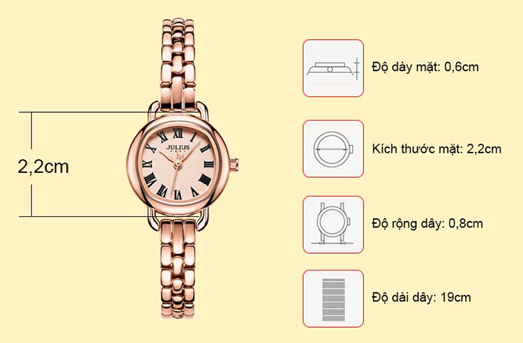 Đồng Hồ Nữ Julius JA-1150C (Đồng)