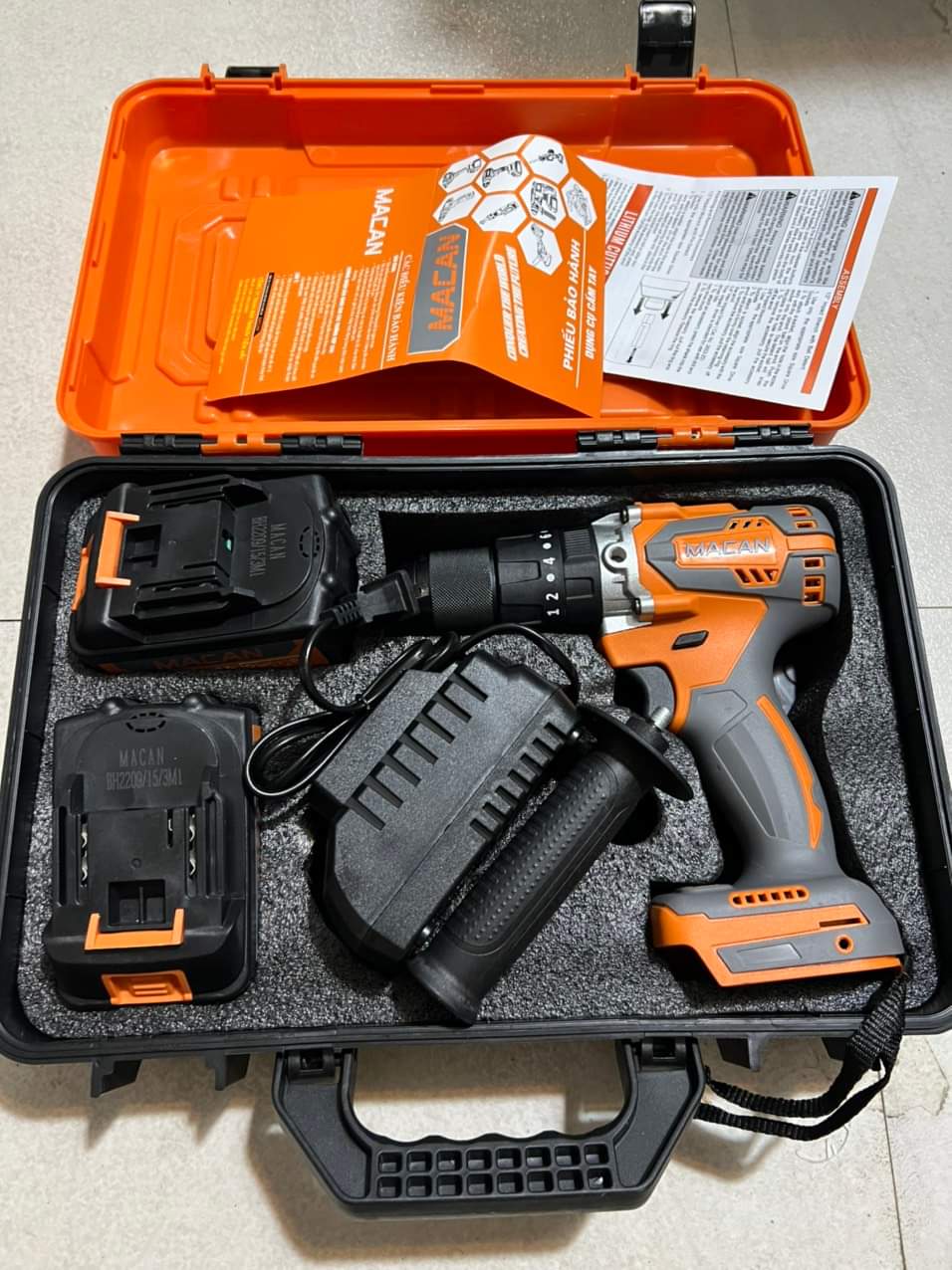 Máy Khoan Pin MACAN 3 Chức Năng 98Vf, Máy Khoan Từ 13ly Không Chổi Than Kèm Phụ Kiện