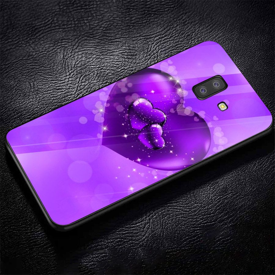 Ốp kính cường lực cho điện thoại Samsung Galaxy J6 - trái tim tình yêu MS LOVE049