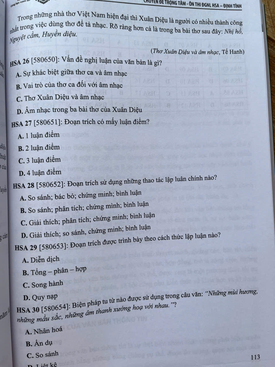 Sách - Chuyên đề trọng tâm ôn thi đánh giá năng lực HSA phần định tính