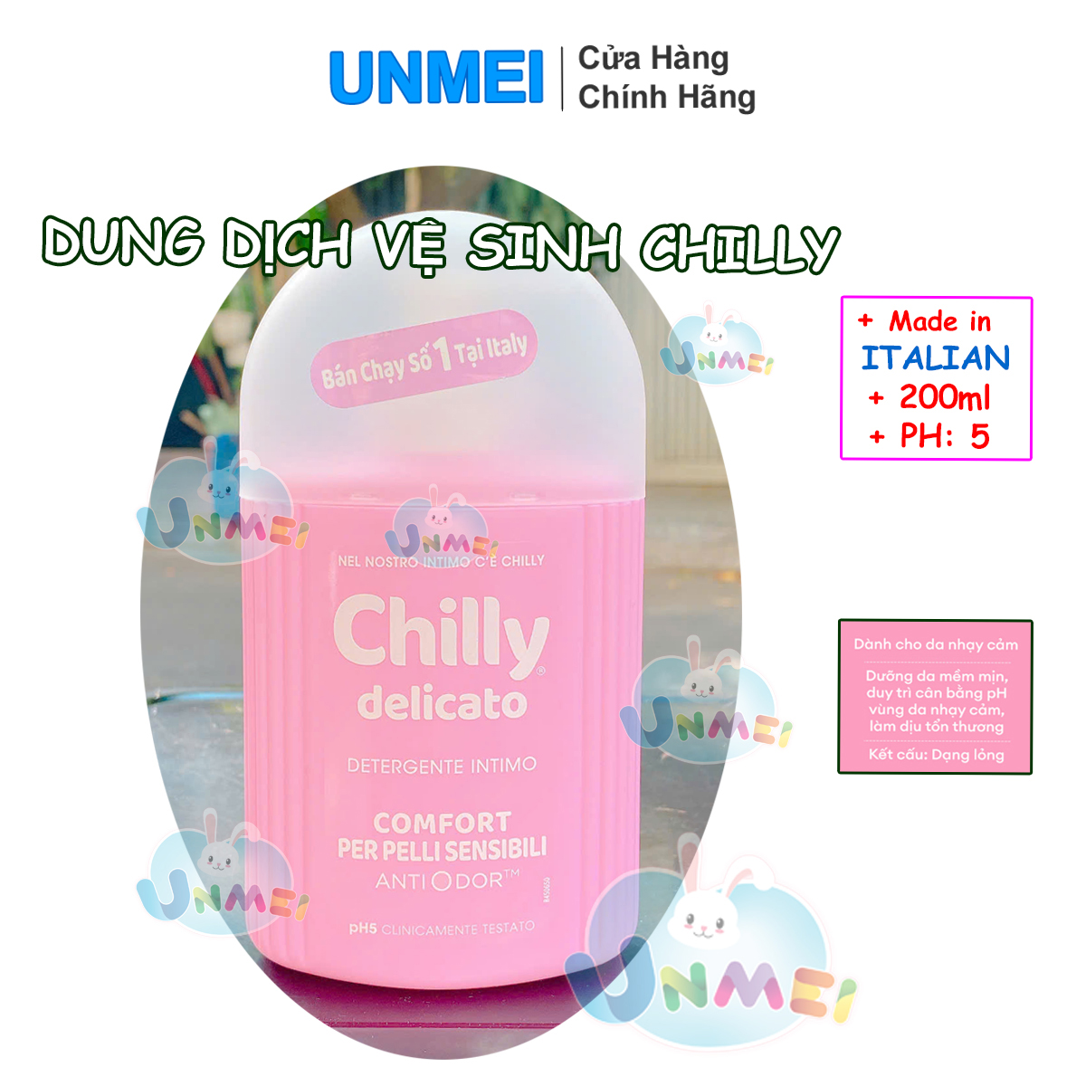 Dung dịch vệ sinh phụ nữ Chilly Delicato Dịu Nhẹ 200ml