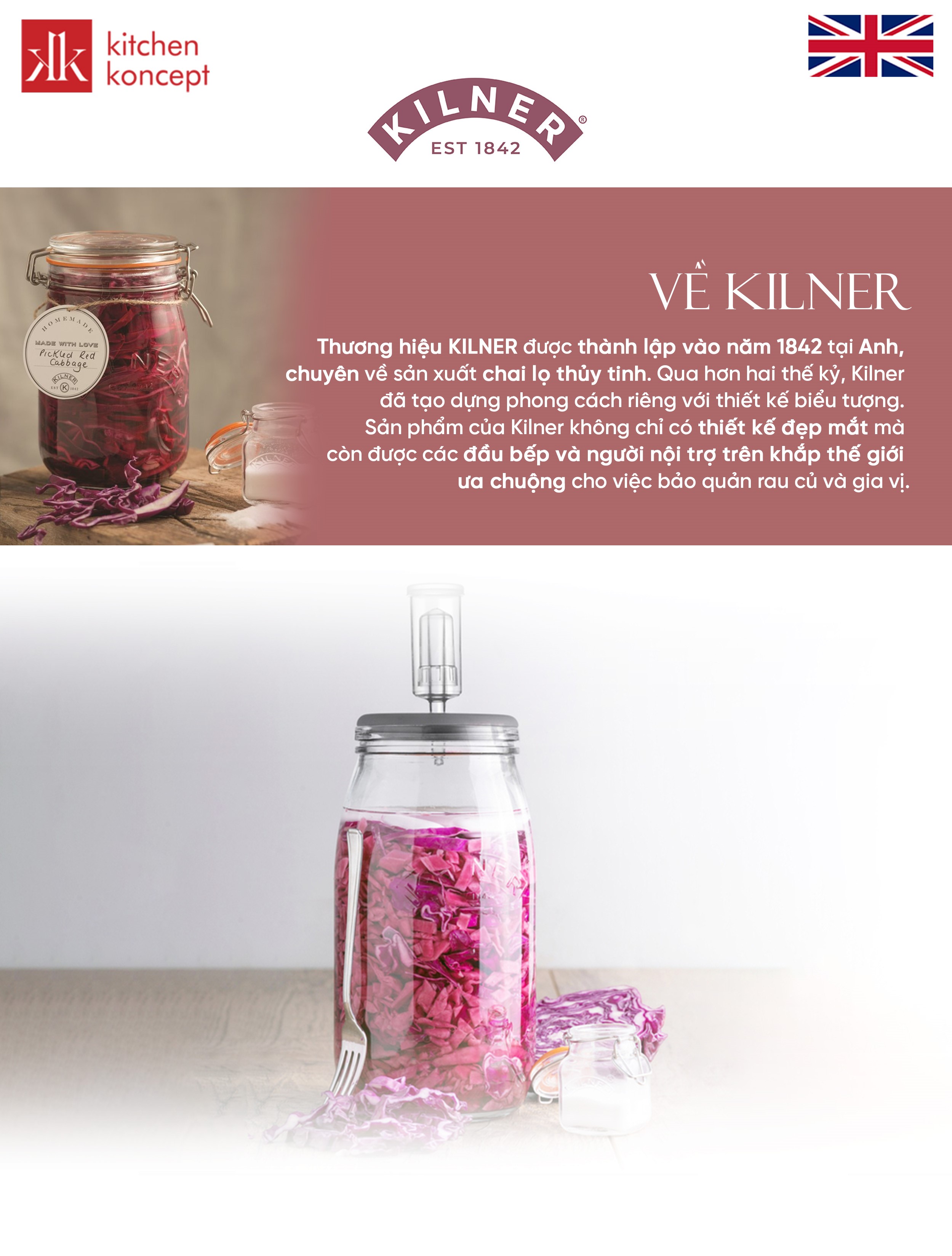 Bộ hũ muối thực phẩm Kilner (6 món)
