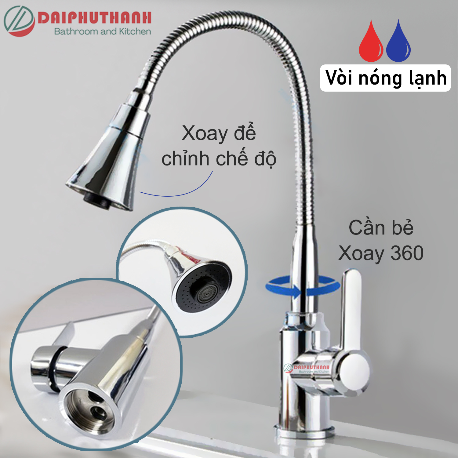COMBO Chậu Rửa Chén Bát 1 Hộc 60x45cm Có Chân Cao 81cm Kèm Vòi Inox Nóng Lạnh - Gồm kệ chân, chậu, vòi, bộ xả, tặng đầu xịt xà bông