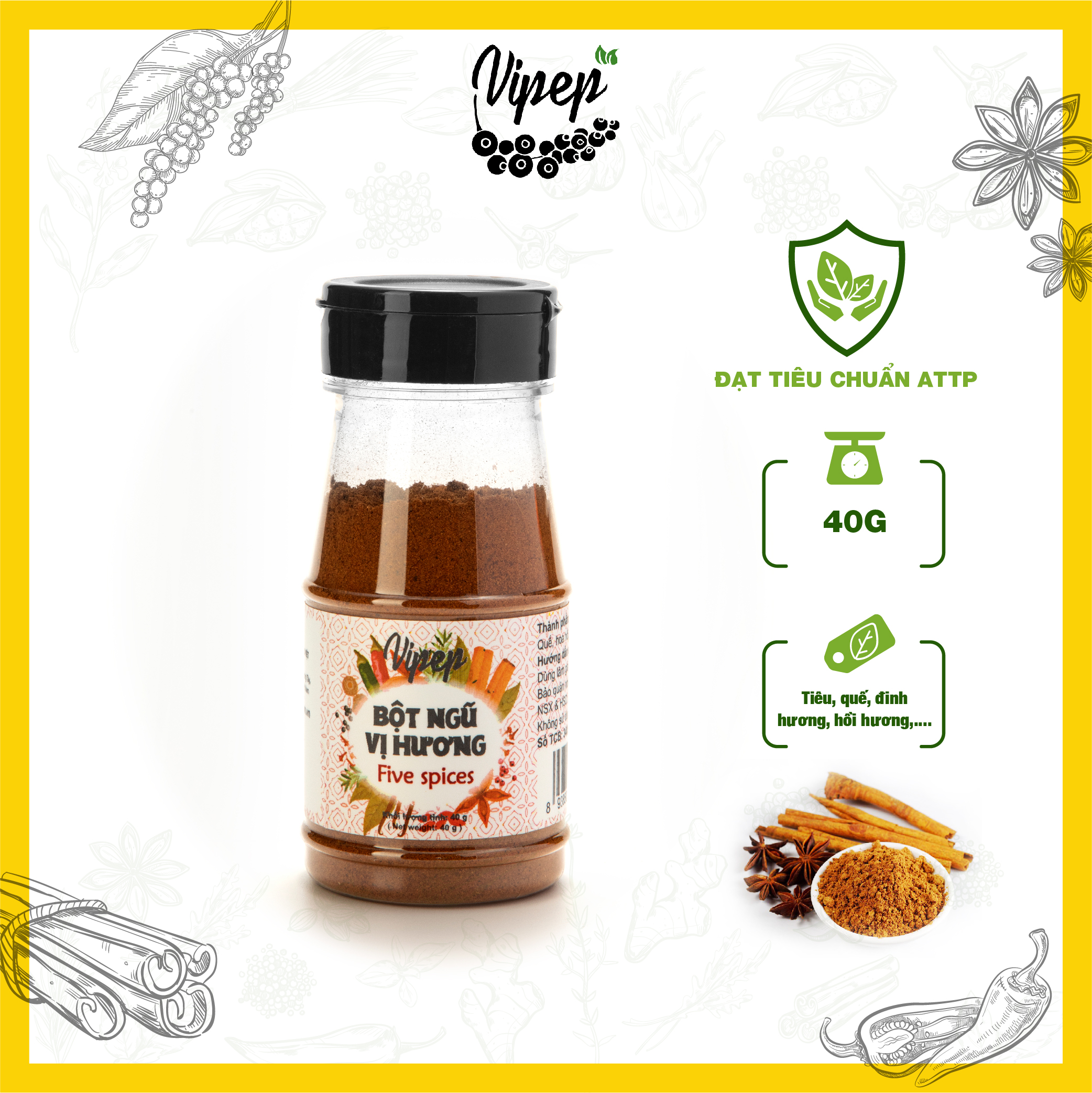 Bột Ngũ Vị Hương Vipep 40gr