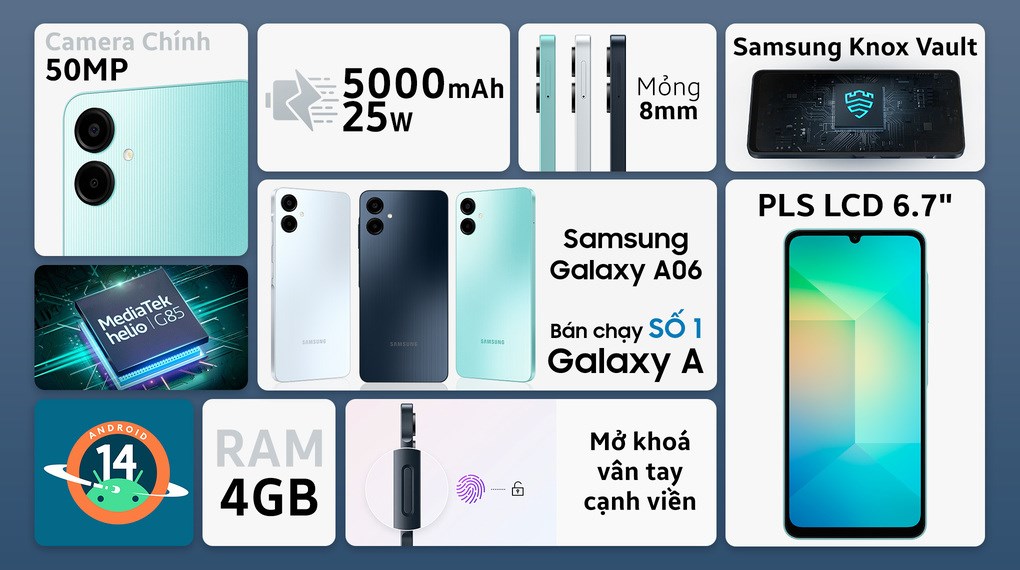 Điện Thoại Samsung Galaxy A06 4GB/64GB - Hàng Chính Hãng