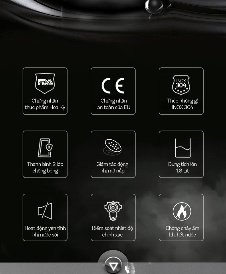 Ấm Siêu Tốc Inox 2 Lớp DAMAS DK-6018B (1.8L) - Hàng Chính Hãng