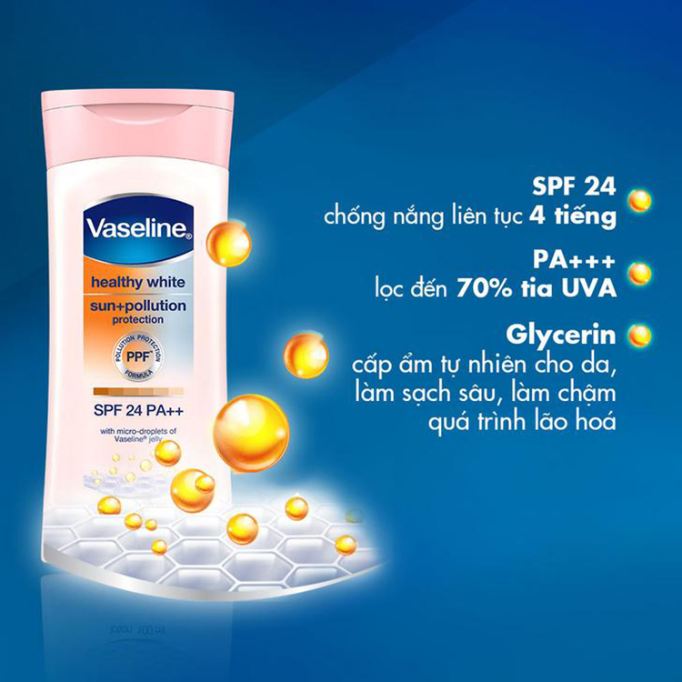 Sữa Dưỡng Thể Trắng Da Chống Nắng Và Ô Nhiễm Môi Trường Vaseline SPF 24 PA ++ (400ml)