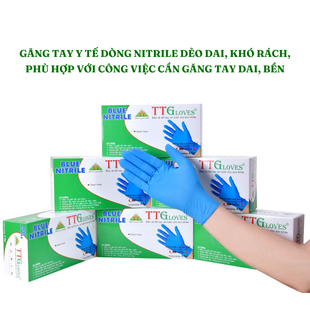 găng tay y tế màu xanh